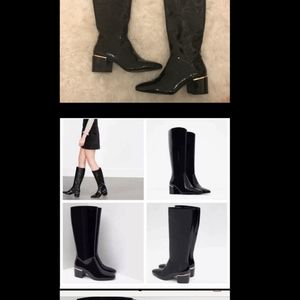 Tall black patent leather Zara boot
